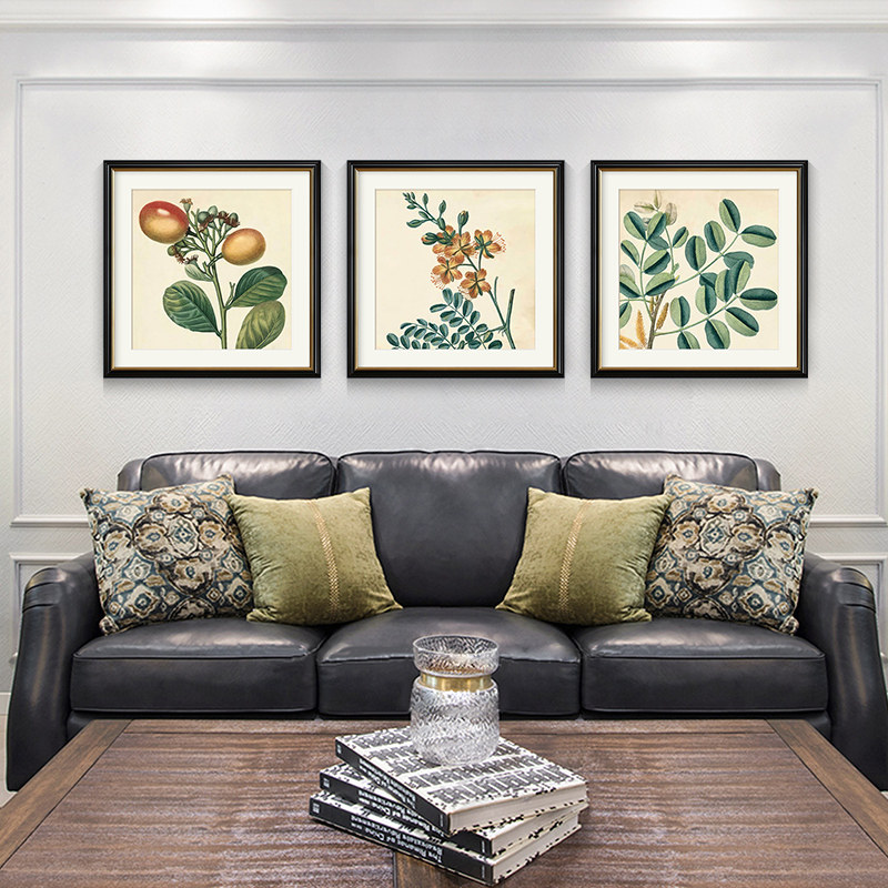 美式乡村装饰画现代简美客厅餐厅挂画田园卧室植物U墙壁画玄关柜