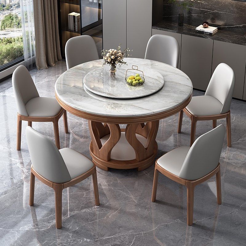 实木高端大理石餐桌椅组合微晶石小户型圆形家用圆桌带转盘饭桌子,住宅家具,大理石餐桌,淘宝优惠券,粉丝福利购,淘宝优惠卷