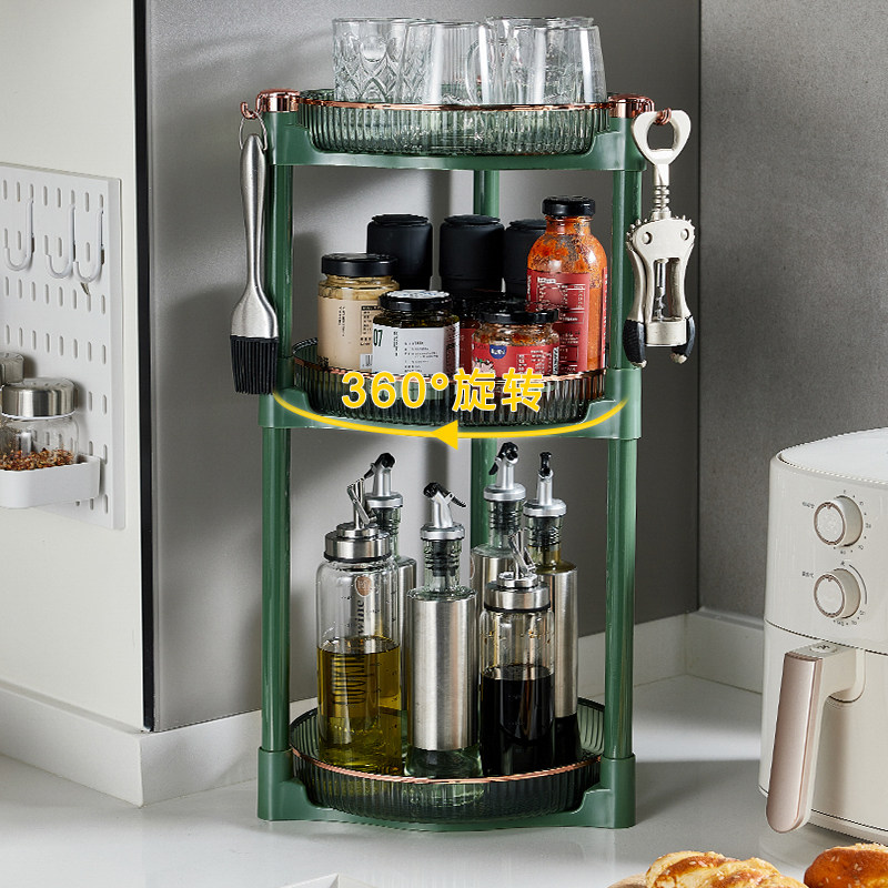鑫乐可旋转调料置物架厨房台面盘多功能收纳盒油盐酱醋调味料架子,厨房/烹饪用具,调料置物架,淘宝优惠券,粉丝福利购,淘宝优惠卷