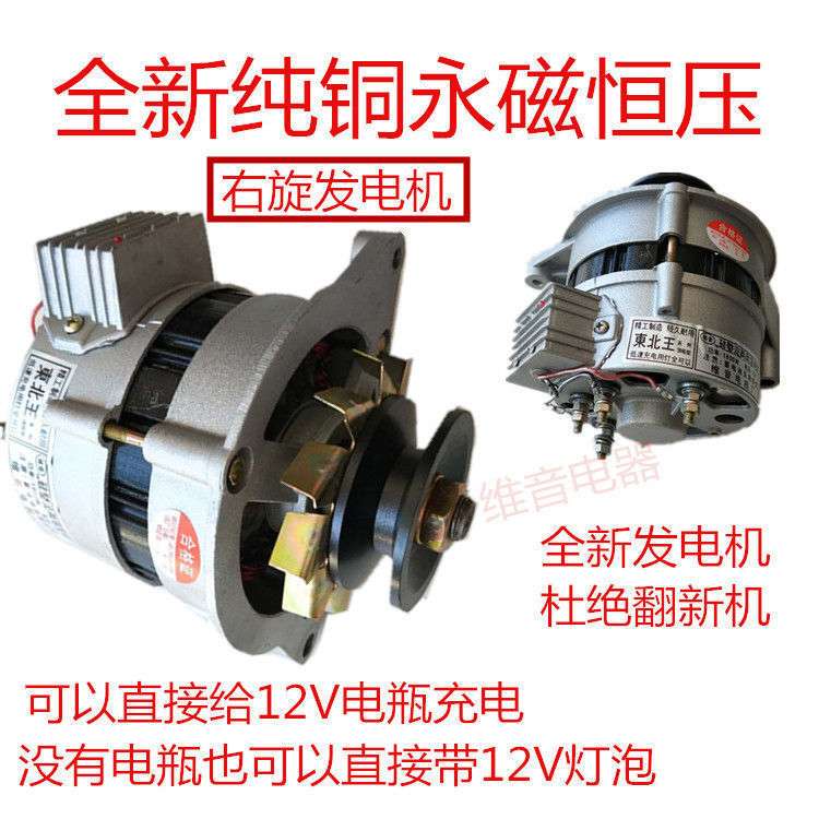 农用车三轮车拖拉机永磁恒压12V14V伏改装直流充电带灯两用发电机