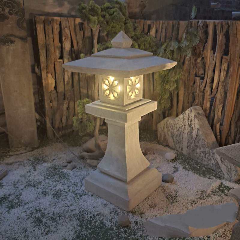 石灯笼日式庭院灯户外青石仿古宫灯造景别墅花园灯塔石头照明摆件