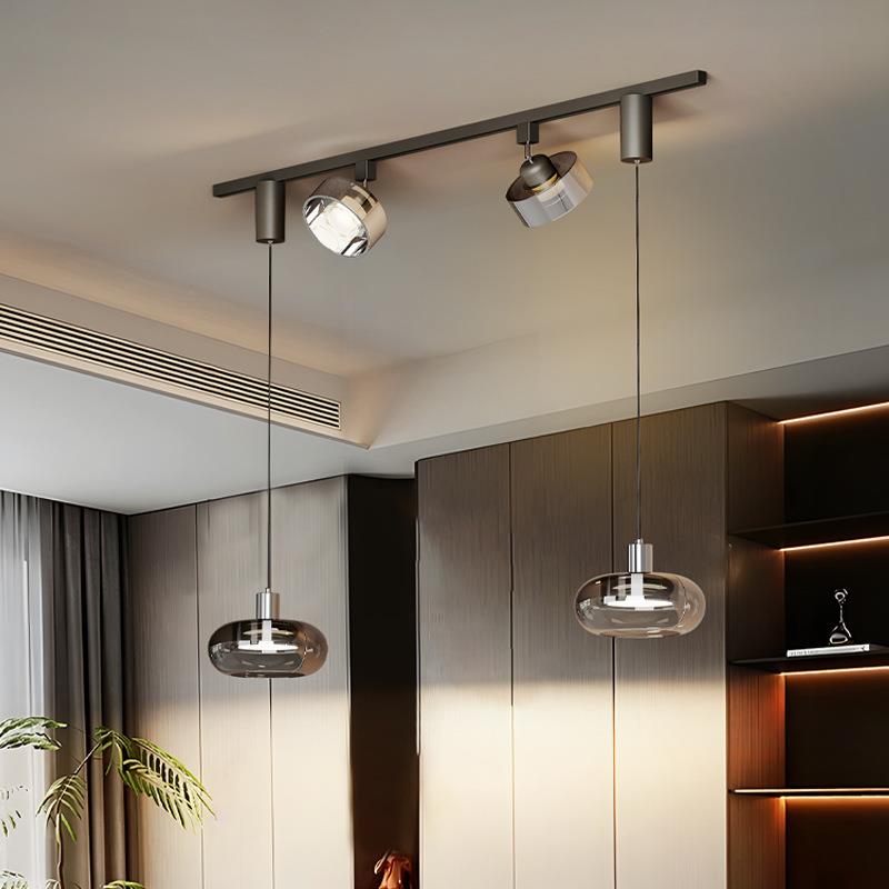 玻璃餐厅轨道吊灯意式极简创意高级餐厅餐桌灯具吧台吊线灯中山灯