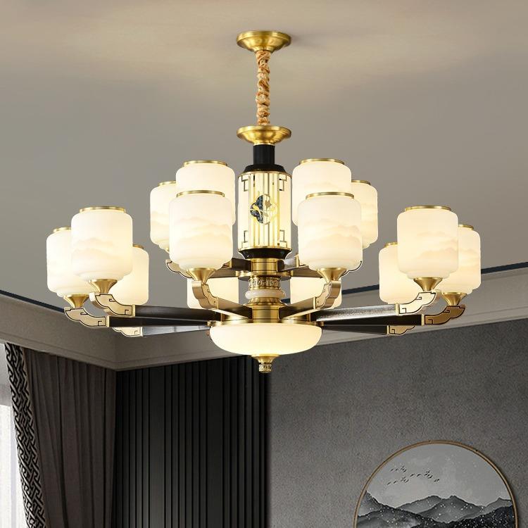 新中式吊灯客厅灯现代简约中国风别墅自建房大厅灯2024新款全铜灯