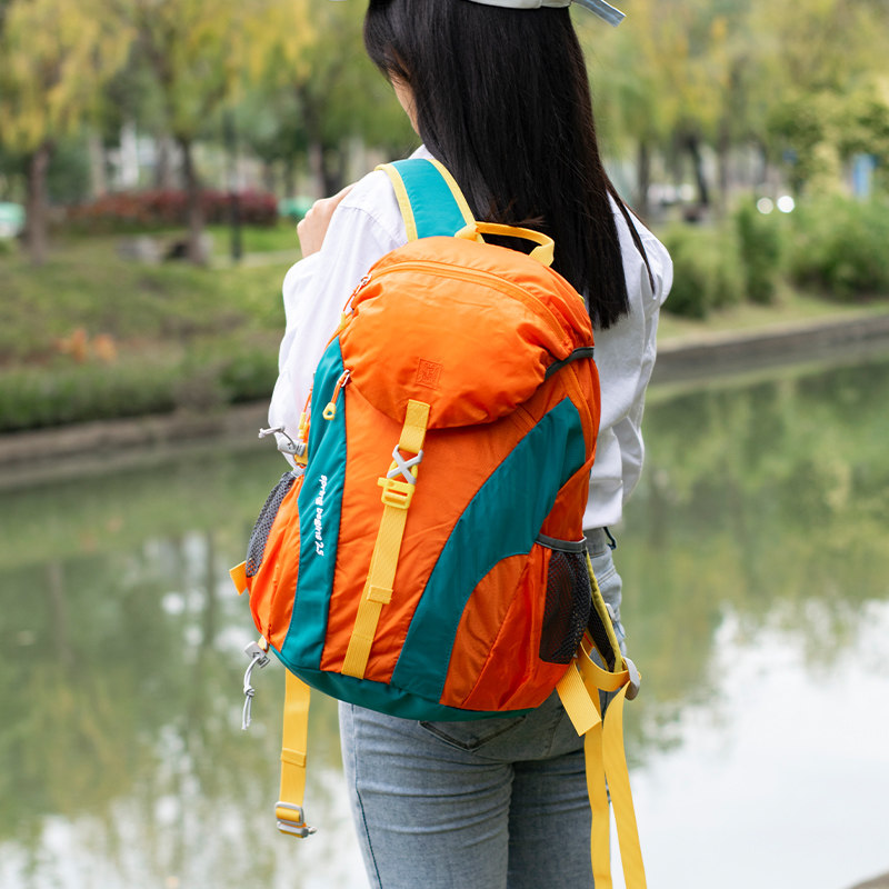 短途旅行双肩包女士轻便2024新款时尚拼色超轻R旅游背包大容量登