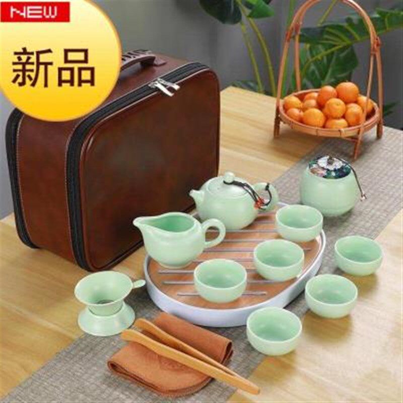 家庭茶盘家用陶瓷功夫茶茶具小茶杯套装陶瓷粗陶精致展示客厅旅游