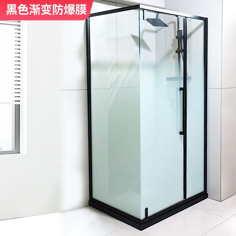 定制不锈钢L直角玻璃浴屏卫生间干湿分离隔断简易推拉移门淋浴房