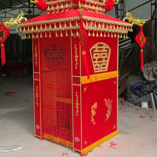 实木质双顶大花轿白蜡q木卯榫仿古中式婚礼婚庆道具八抬喜轿子特