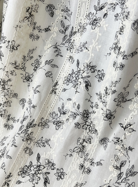 桌布餐桌防烫f台布茶几简约黑色印花布料纯棉服装装饰布料1.3米宽