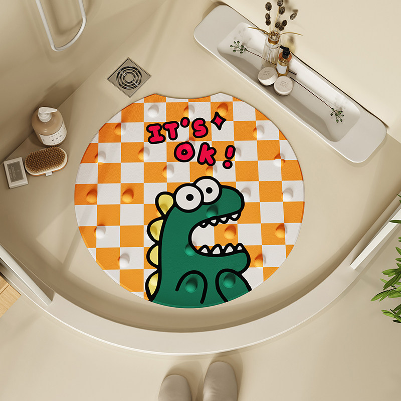 圆形PVC吸盘浴室防滑垫家用z儿童洗澡防摔地垫淋浴房卫生间按摩垫