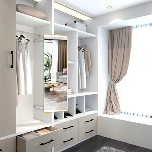 定做超窄镜子玄关防爆穿衣镜衣柜内置推拉全身镜折T叠镜旋转伸缩