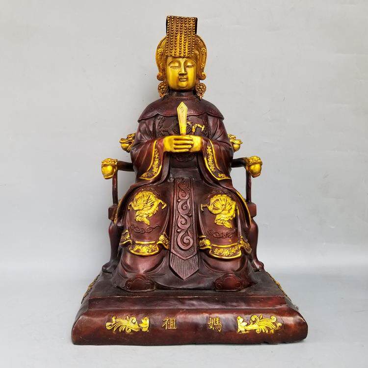 大号铜妈祖铜像天后圣母娘娘天妃海神铜坐像家居摆件