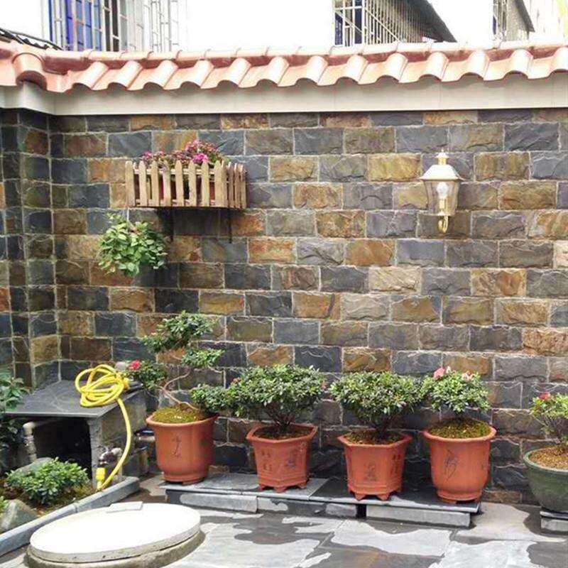 天然蘑菇石青石板绣色仿古外墙砖别墅楼组合文化石花园流水青石板