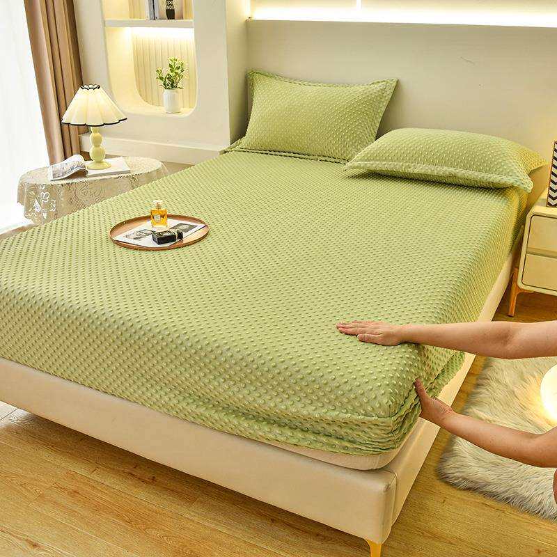 冬季豆豆绒床笠单件床罩席梦思床垫套拼接床多规格纯色安抚豆床套