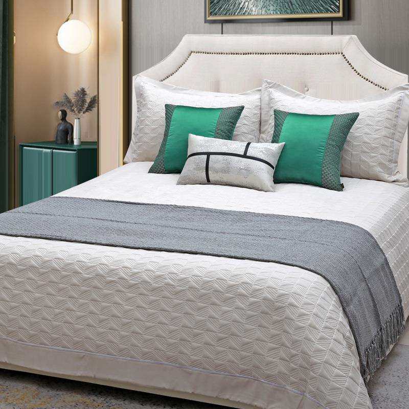 新中式样板间床上用品 极简轻奢家具展示厅软装多件套样板房床品