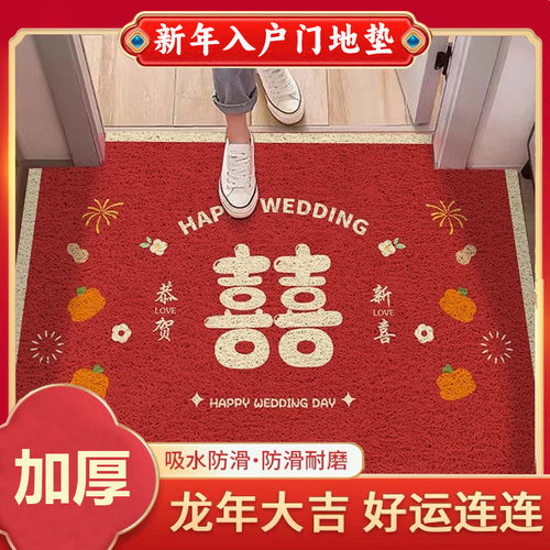 入户门地垫耐脏蹭脚垫家用丝w圈红色地毯进门口外防滑除尘高级垫