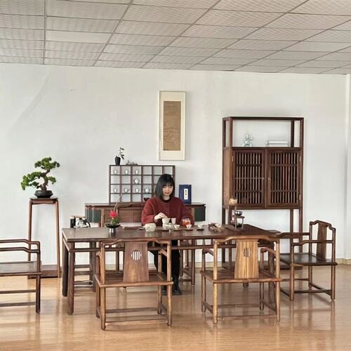 茶室专用实木茶桌家用功夫w茶台胡桃木泡茶桌门店接待用茶桌椅