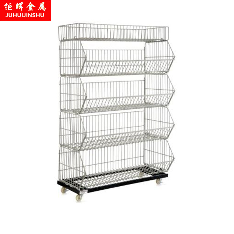 超市便利店零食货架 多功能带轮斜口篮展示架 玩具W店文具店置物