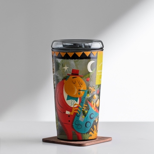 高颜值玻璃吸管杯耐高温带盖家用喝水杯冰美式咖啡杯可爱果汁杯子