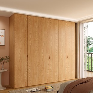 2025新款全实木橡木定制成品衣柜一门到顶卧室家用原木风大人衣橱