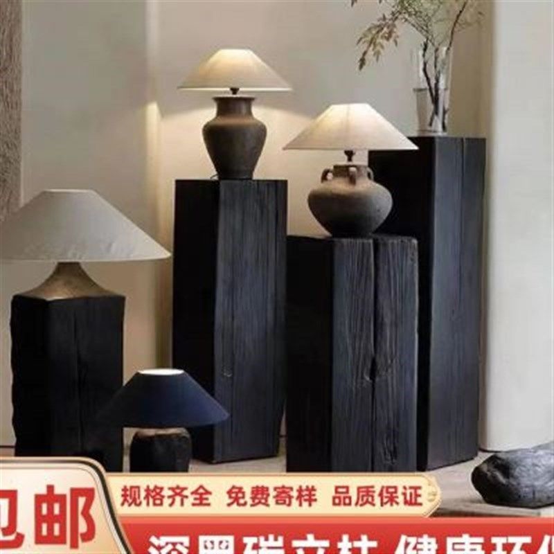 碳化木板烧杉板火烧木深度碳黑木板炭黑木纹板龟裂纹爆裂纹炭化板