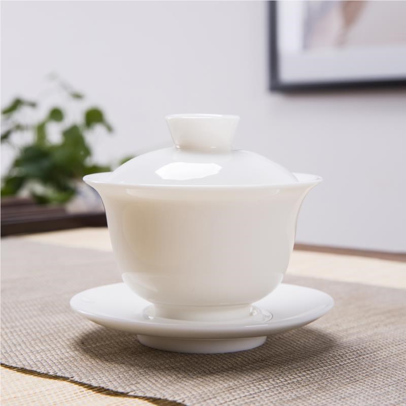 羊脂玉功羊脂茶茶白礼瓷功夫具茶壶盖碗杯套装Q整套过滤公道杯家