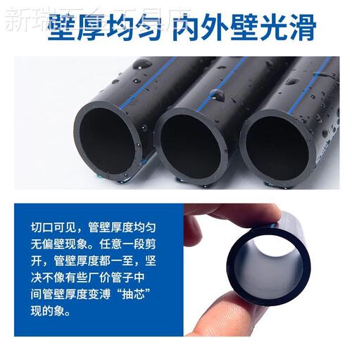 新款pe水管自来水管4分20硬管25给水管32饮用水40热熔63塑料黑水