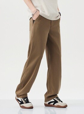 3166黑色男士春季薄款轻商务z长裤男宽松直筒松紧腰长裤阔腿裤男