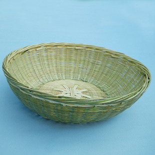 手工编竹篓米箩米篮竹匾簸箕竹篮子竹筐全竹青S编织收纳篮竹编筐