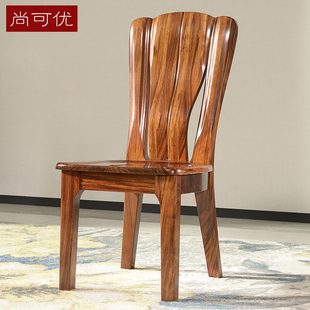 乌金木实木餐椅全实木简约餐厅家具椅子现代中式实木餐桌椅子