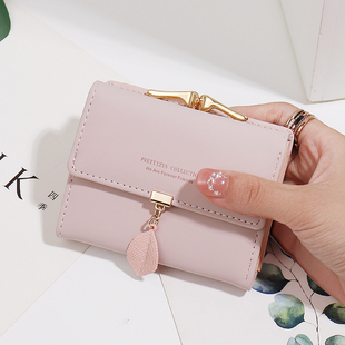 钱包女小a众设计小清新学生短款钱包女折叠夹子卡包精致小巧零钱