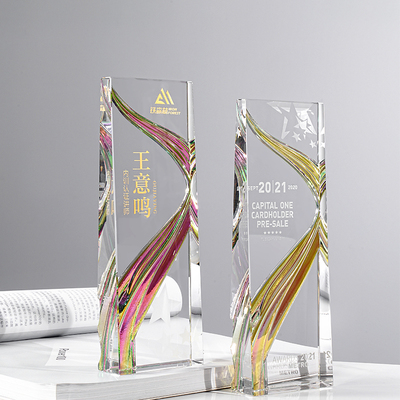新款水晶奖杯定制一曲长河员工年C会定制奖牌订制做企业年会颁奖