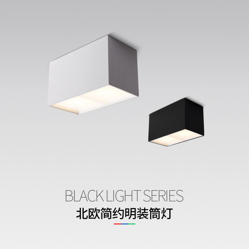 极简明装筒灯双头客厅防眩家用三头店铺吸顶射灯方通Y长方形斗胆