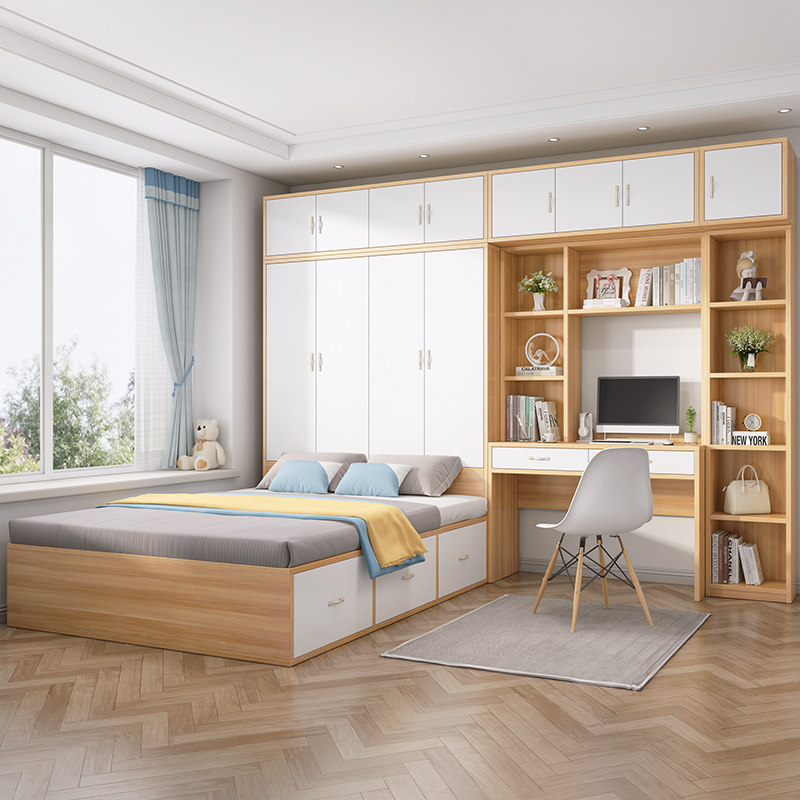 榻榻米床衣柜一体多功能儿童床小户型实木衣柜床书桌书架床柜组合,住宅家具,衣柜床,淘宝优惠券,粉丝福利购,淘宝优惠卷