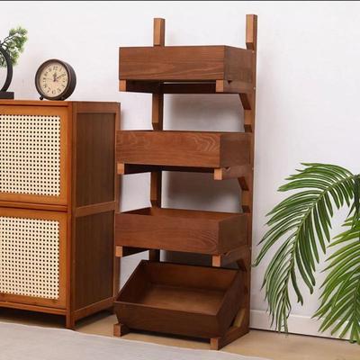 实木三层置物架落地式厨房多层杂物家用收纳蔬菜客厅卧室置物架