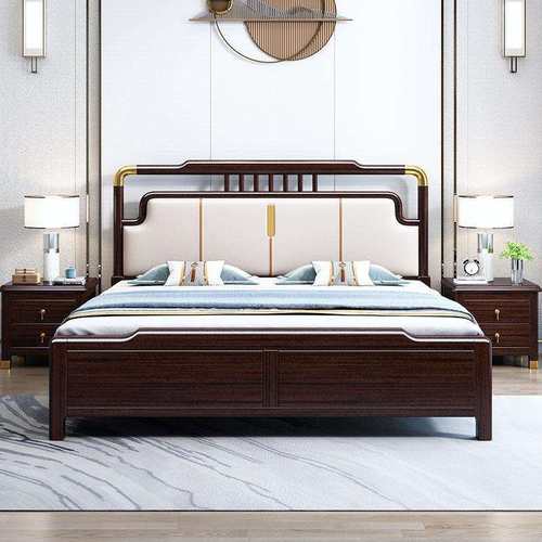 紫檀床头实木床1.8米双人床1.5米现代简约家用储物新中式主卧婚床