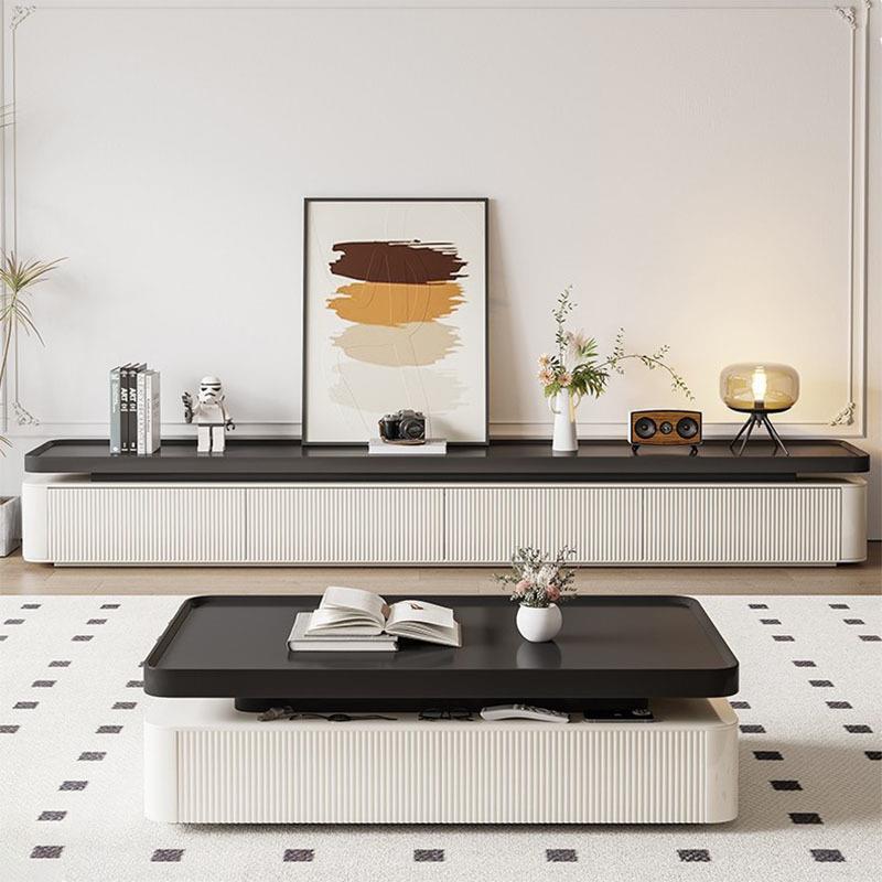 法式复古茶几客厅家用设计感高级轻奢新款茶几电视柜组合黑白