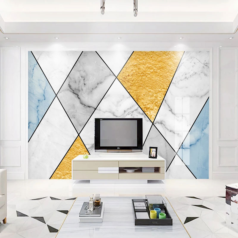 几何电视墙背景墙装饰壁纸壁画大理石壁布网红无纺布墙Z布北欧线
