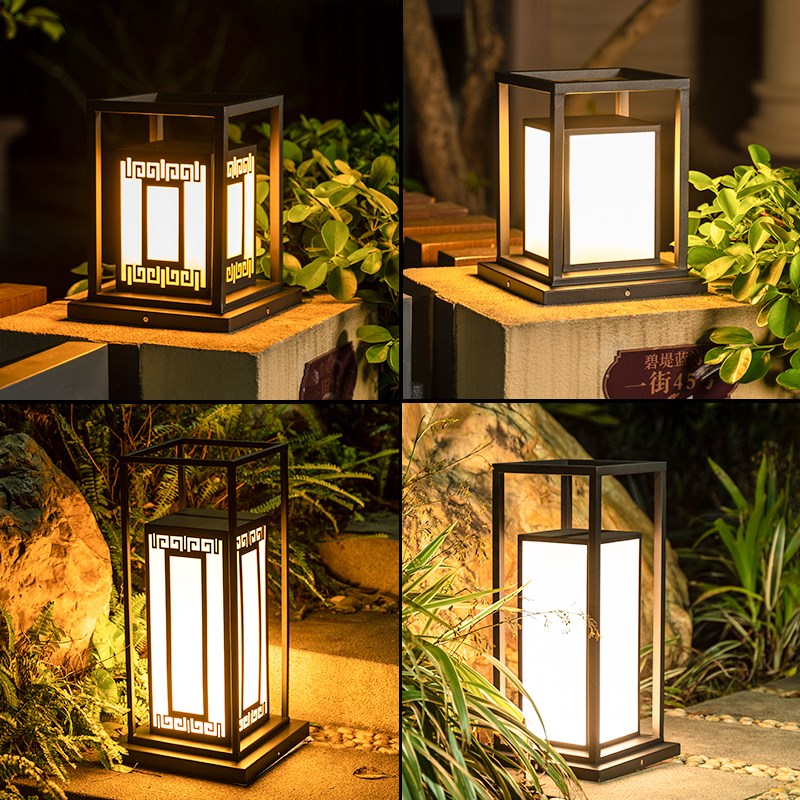 太阳能新中式柱头灯草坪灯u矮柱灯户外防水庭院地灯民宿景观灯现