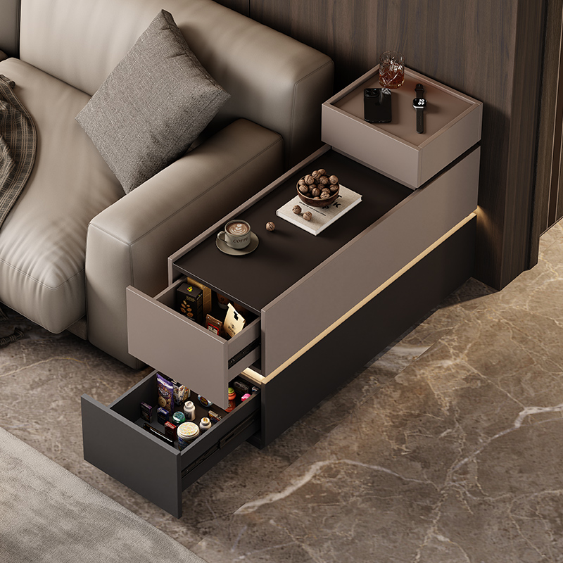 意式简约沙发边柜侧边柜可丽耐客厅角几边几带灯T收纳储物柜高级