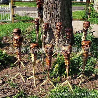 跨境新品 Handmade Skull Tiki Torch手工骷髅Tiki手电筒骷髅火炬