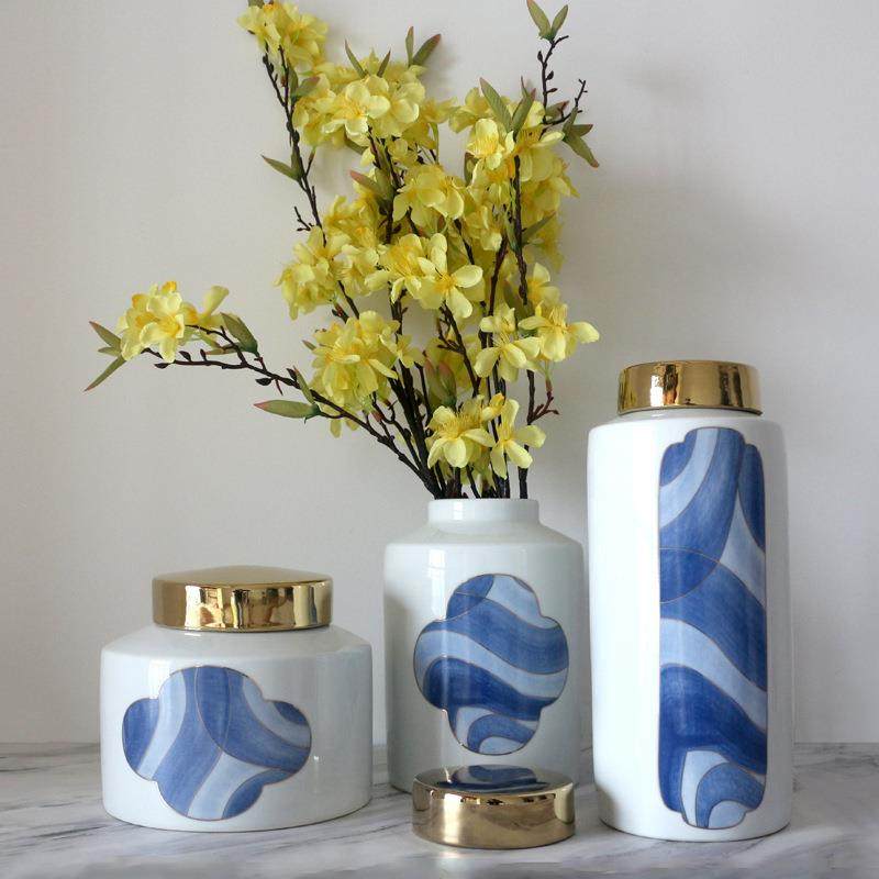 创意新中式陶瓷花瓶摆件描金储物罐餐桌面插花器样板房玄关软装饰,标准件/零部件/工业耗材,车间地垫,淘宝优惠券,粉丝福利购,淘宝优惠卷