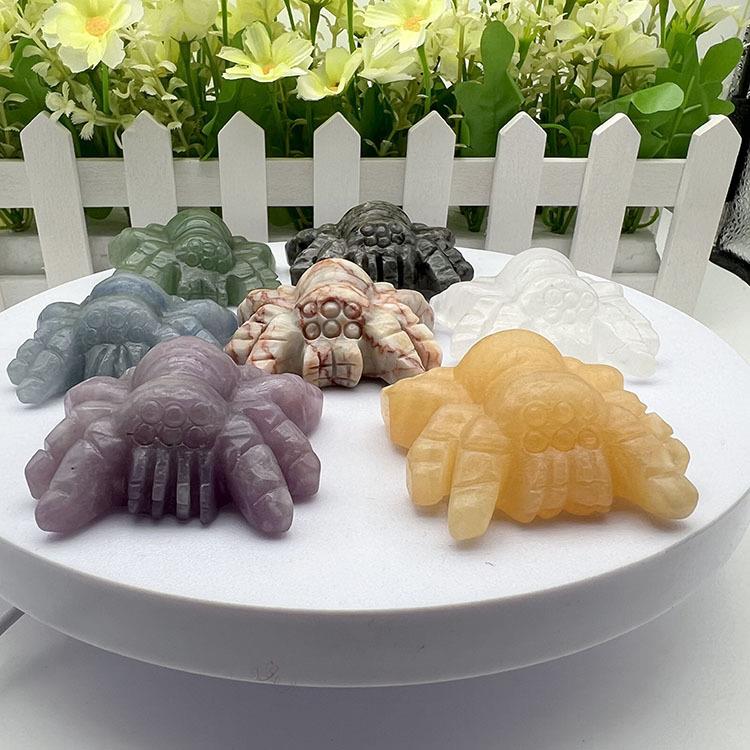 厂家天然原石多材料蜘蛛雕刻家居装饰摆件办公室桌面饰品