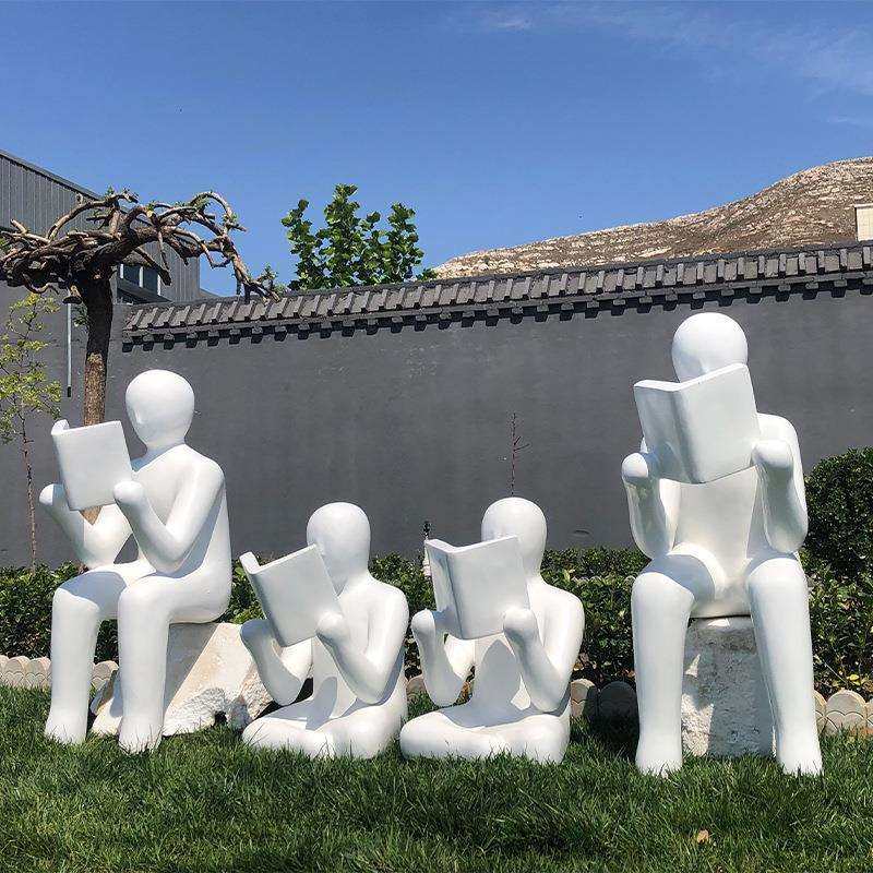 玻璃钢抽象创意读书人物雕塑 校园文化雕像 户外园林景观广场摆件