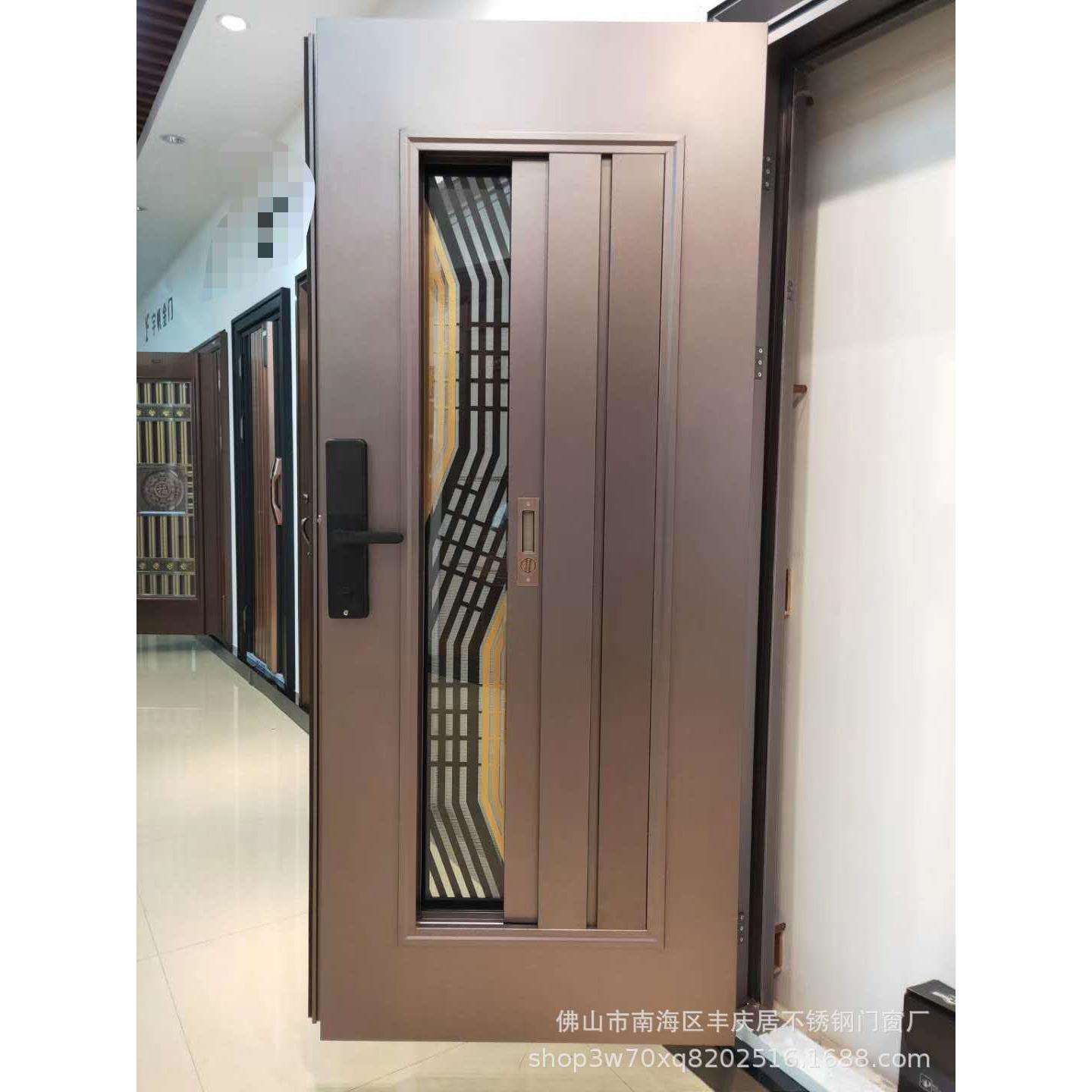 不锈钢韩式门 彩钢轻奢入户门 现代简约防盗门整套门