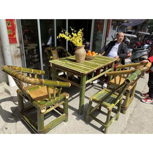 7K竹制品手工竹椅复古太师椅靠椅子老式圈椅围椅乘凉阳台休闲椅麻