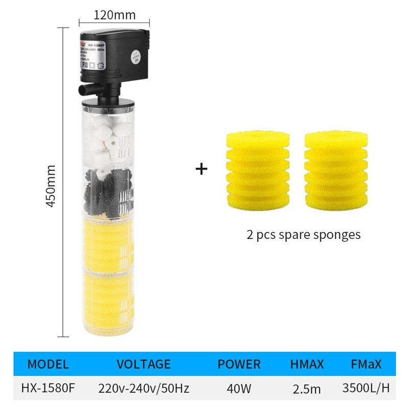 鱼缸过滤器水族箱三合一增氧过z滤泵鱼缸内置过滤材料三合一过滤