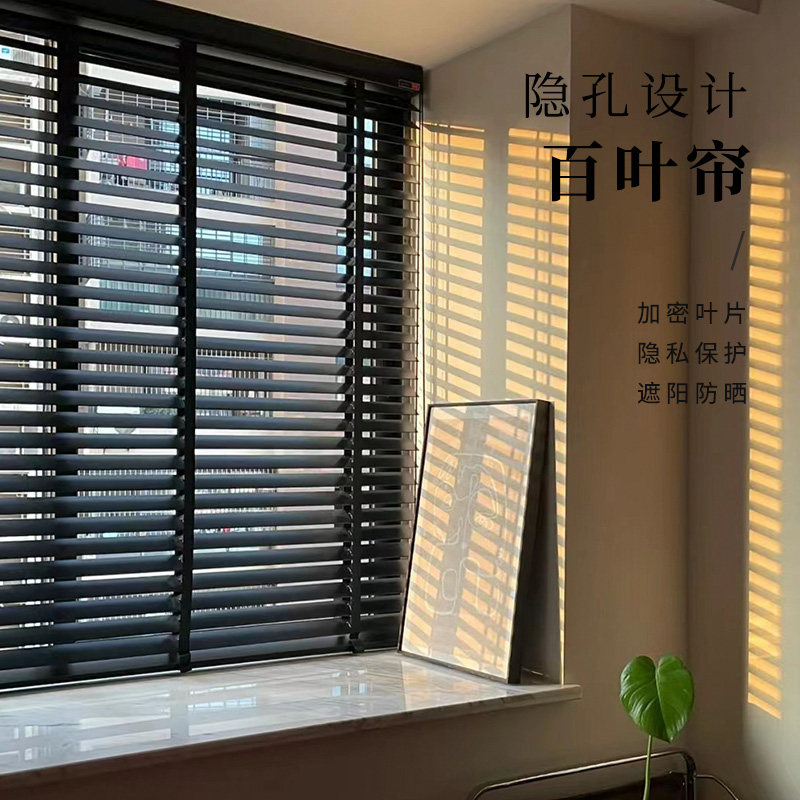 拉卷式免c打孔全遮光百叶窗帘厨房卫生间电动窗帘2023新款升降卷