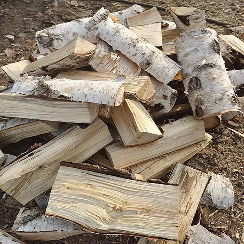 壁炉柴火家用燃木取暖炉木头白桦木材柴墙客S厅背景墙装饰木柴