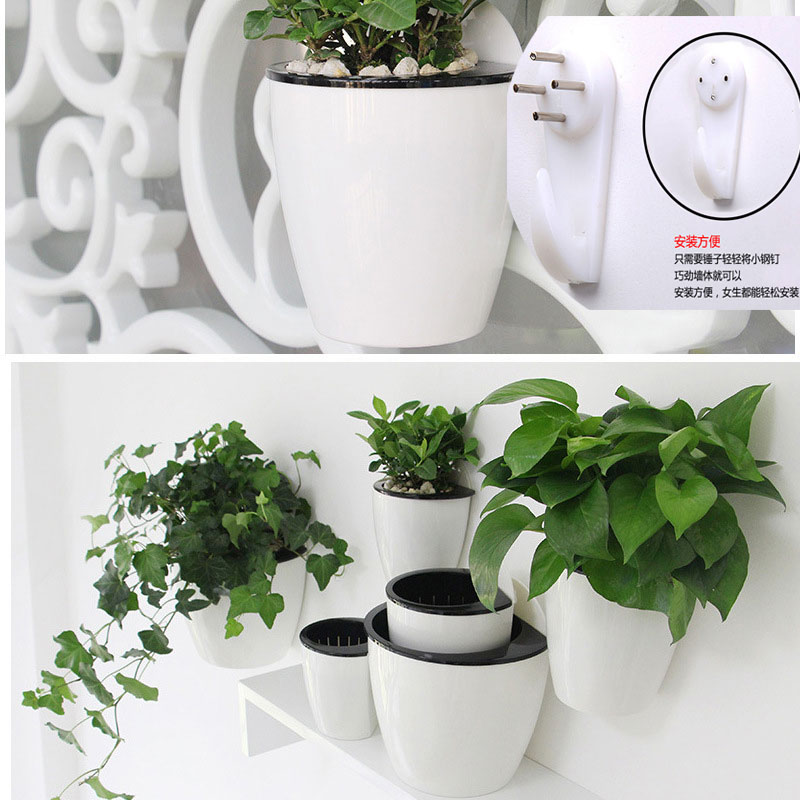 壁挂花盆绿萝吊篮盆墙上多肉吊y兰懒人自动吸水挂壁半圆塑料悬挂