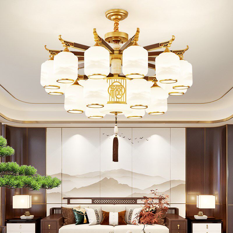 新中式吊灯客厅灯实木吸顶灯中国风别C墅大气大厅餐厅吊灯2024新